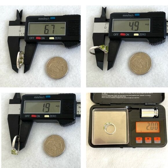 Sterling Silver 925 STS Chuck Clemency Oval Peridot 3 Stone Ring Sz 4.75 - Picture 10 of 16